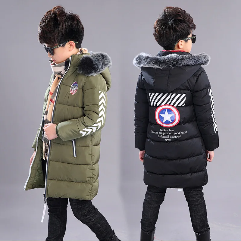 Одежда для детей зимняя парка с длинным капюшоном мальчиков большой теплый