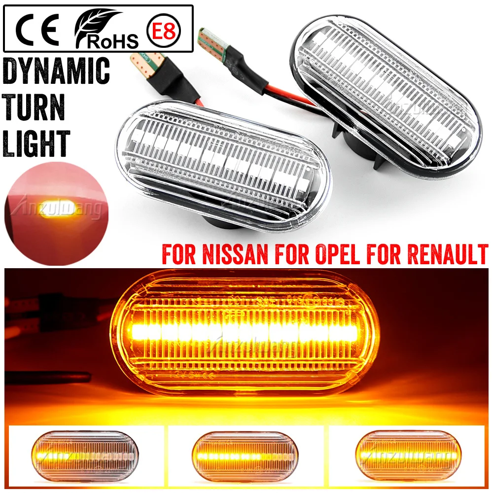 

2pcs LED Dynamic Side Marker Turn Signal Lights For Renault TWINGO I (C06_) Sequential Blinker Car Door Streamer Lamps