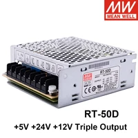 taiwan mean well rt 50d 5v 24v 12v triple output switching power supply 50w meanwell driver