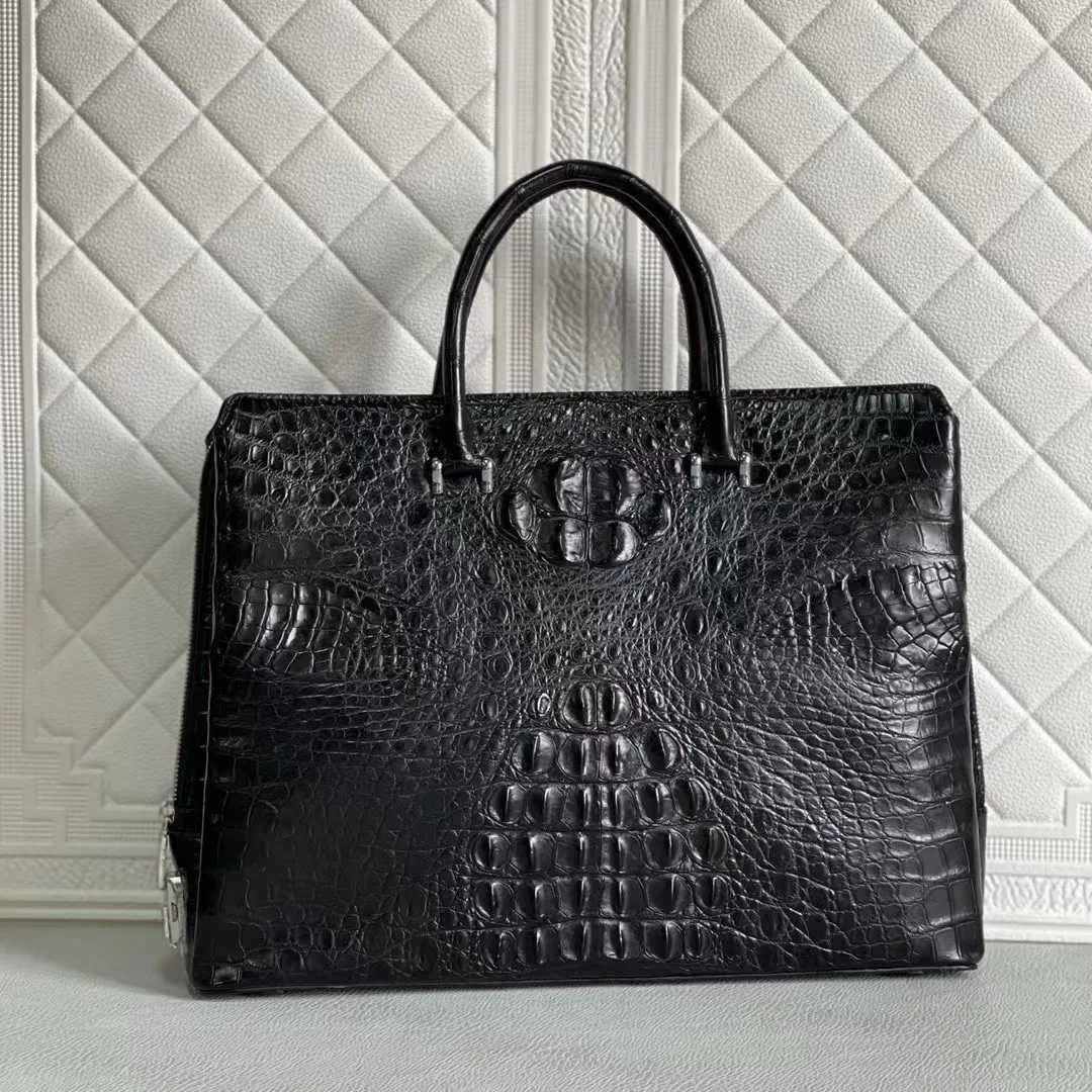 

Authentic Crocodile Skin Businessmen Passcode Briefcase Genuine Alligator Leather Male Large Working Totes Top-handle Handbag