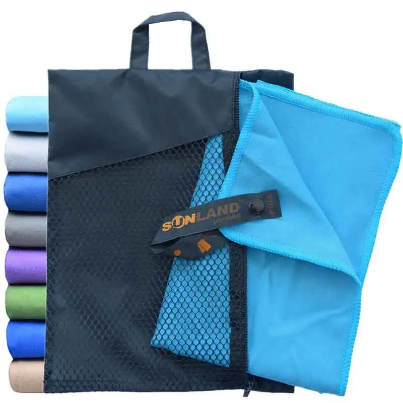 Sunland микрофибра компактное туристическое Спортивное пляжное полотенце с сумкой для переноски быстросохнущее 80 см x 150 см 1 упаковка