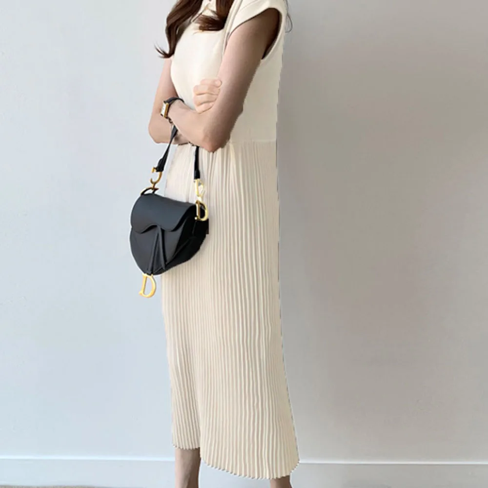 Летнее платье в Корейском стиле женское простое платье-поло с вырезом коротким