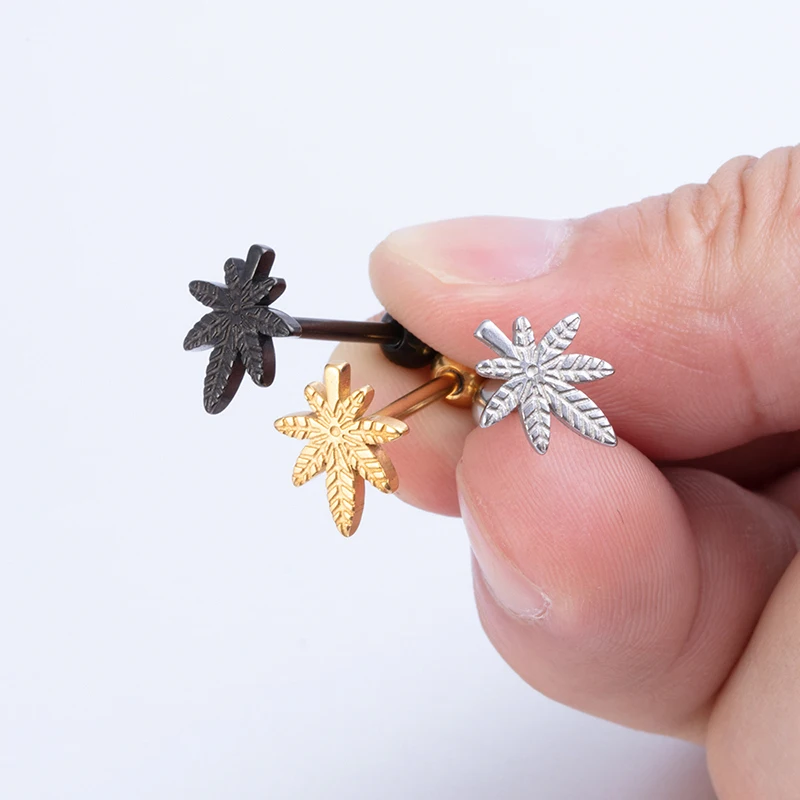 1 шт. Горшок Лист язык пирсинг кольцо Штанга из нержавеющей стали стержень