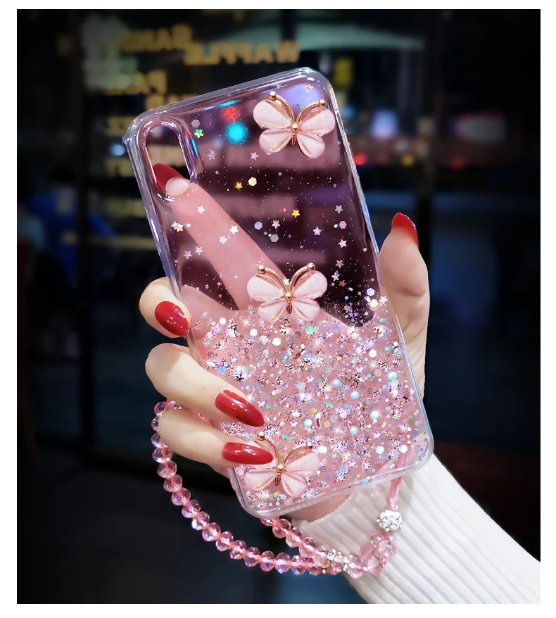 Блестящий чехол с алмазной бабочкой для Samsung Galaxy S10 s10e S9 S8 Plus Note 8 9 A7 A9 A9s A6 A8 2018 J2 Pro J4