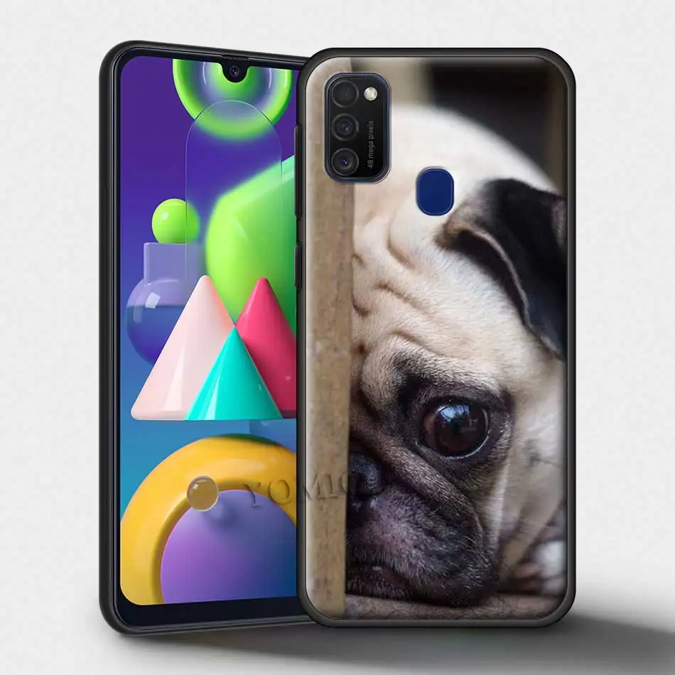 

TPU Phone Case for Samsung Galaxy M31 M30s M51 M31s A91 M11 A71 A42 A21 M01 A10e A02s A32 5G Black Soft Cover Animal Pug Dog