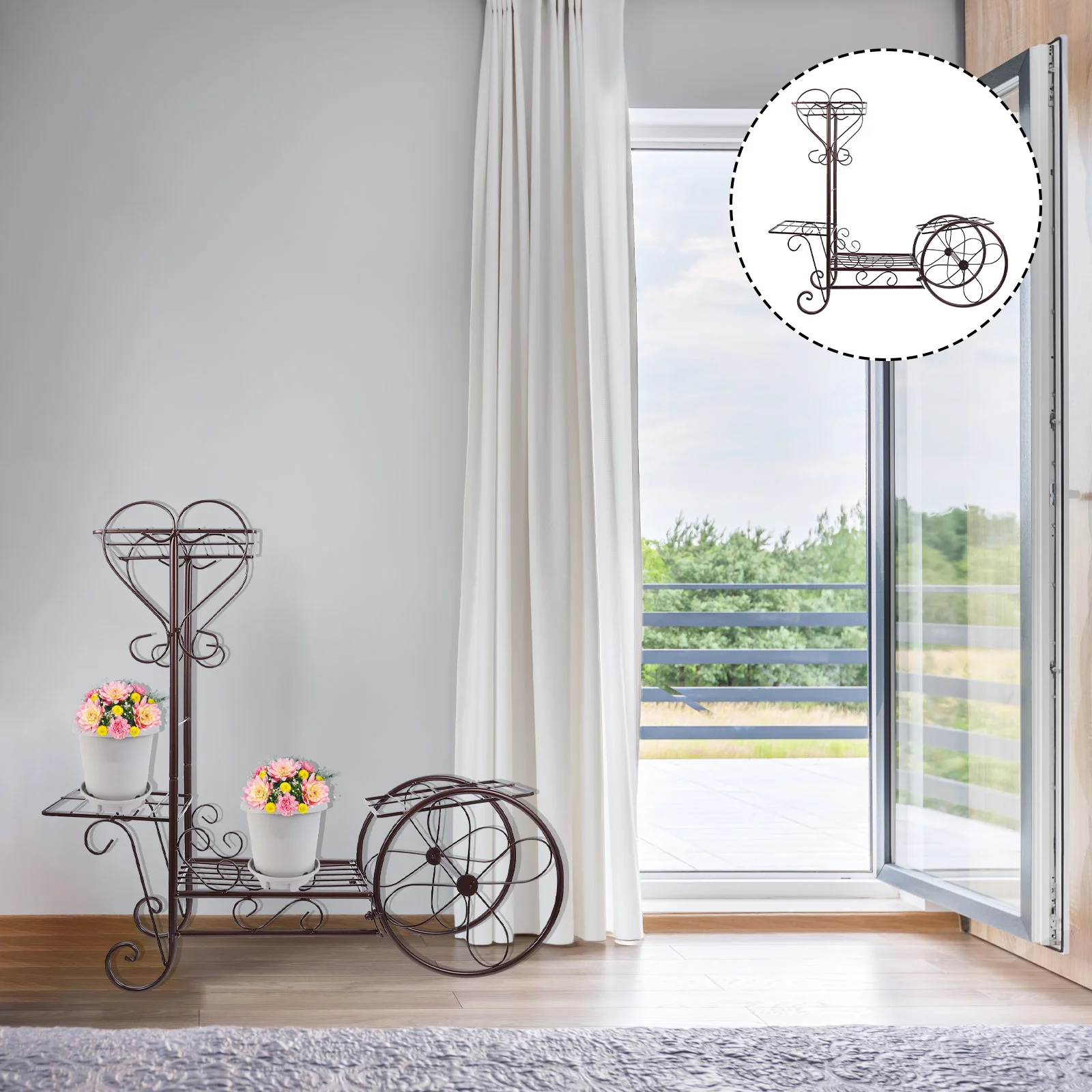 

1pc Decorative Flowerpot Rack Balcony Flower Stand Iron Art Storage Rack