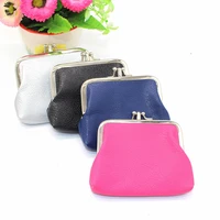 candy color double layer coin purse pocket card holder buckle wallet coin wallet money simple small double layer pu coin purse