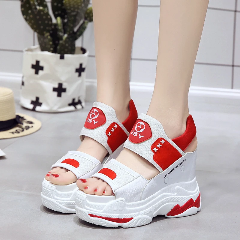 Сандалии на танкетке высотой 11 5 см/4 дюйма модная женская обувь плоской платформе