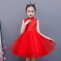 2022 new childrens princess dress embroidered net gauze tutu performance host dress kids dresses for girls flower girl dresses