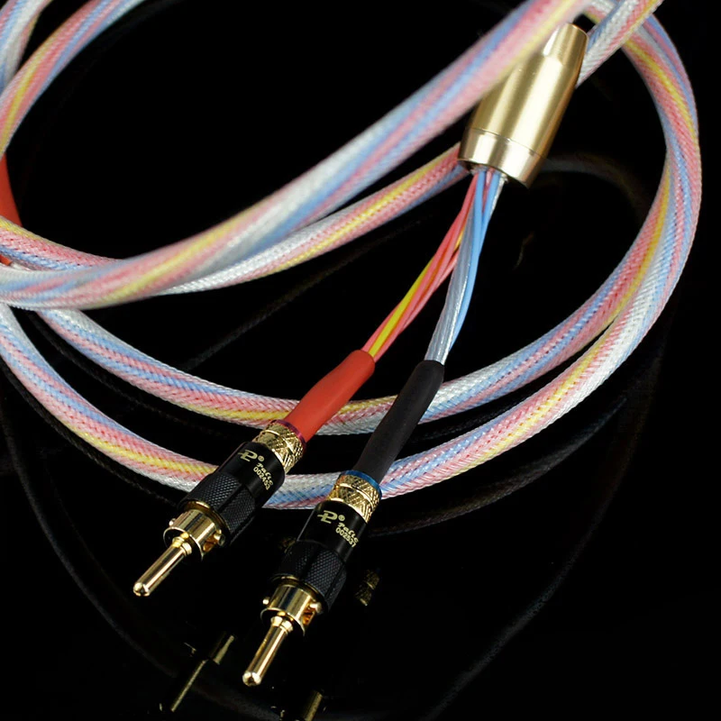 Одна пара Hi-Fi посеребренный кабель для динамиков Hi-end 4N OFC провод систем Y-образный