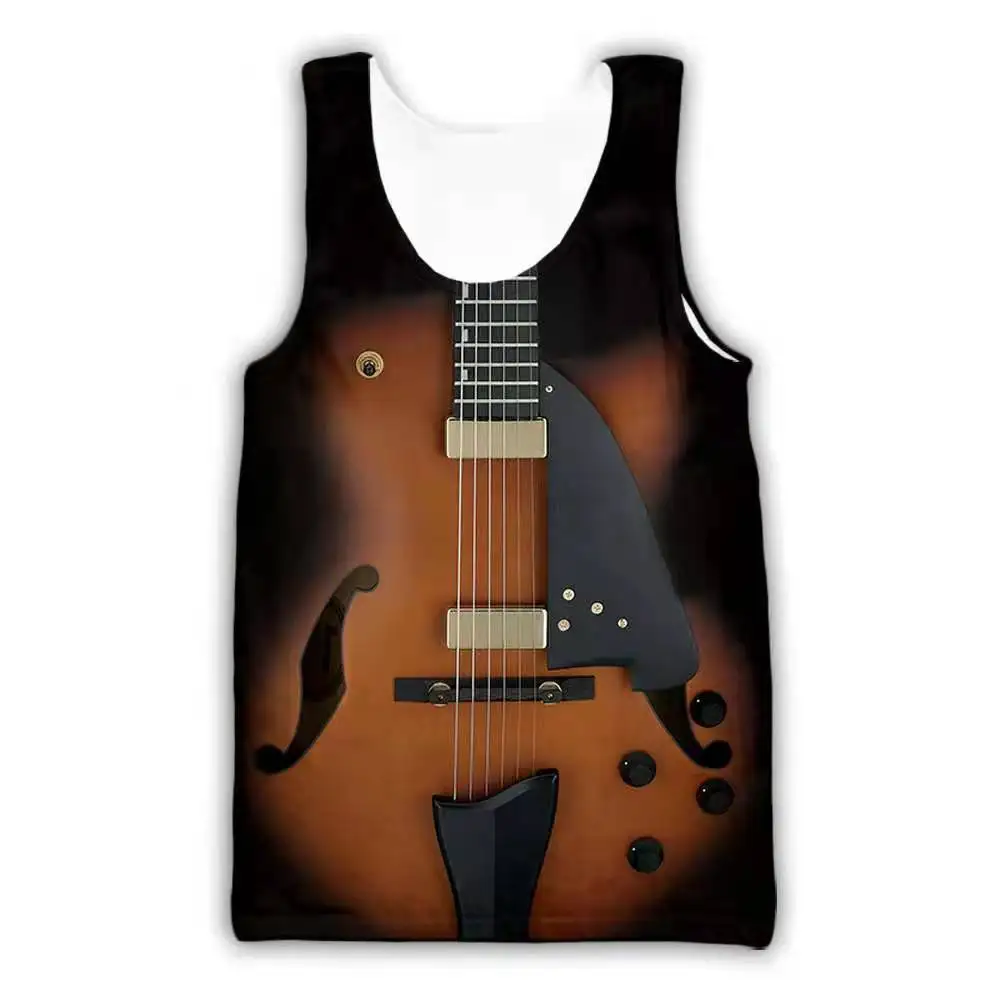 

2021 New Guitar Vest Tank Top Hot Sale Refreshing Cool Summer Loose Sports and Fitness Bottoming Shirt Trendy INS Drop Shipping