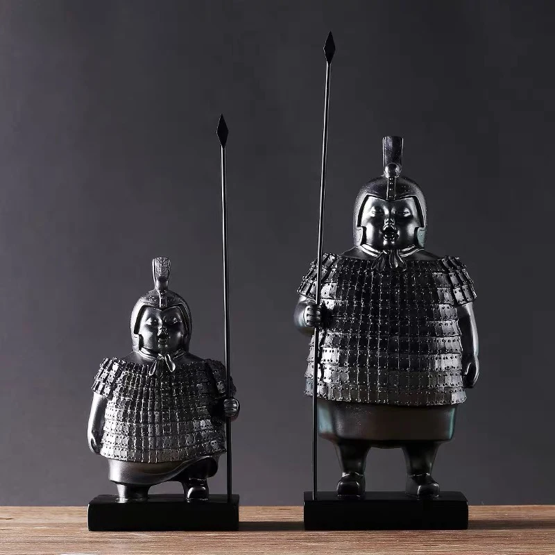 

[Craft] Chinese Style Qin Terracotta Warrior Statue Ornaments Home Accessories Retro Office TV Porch Cabinet Decoration