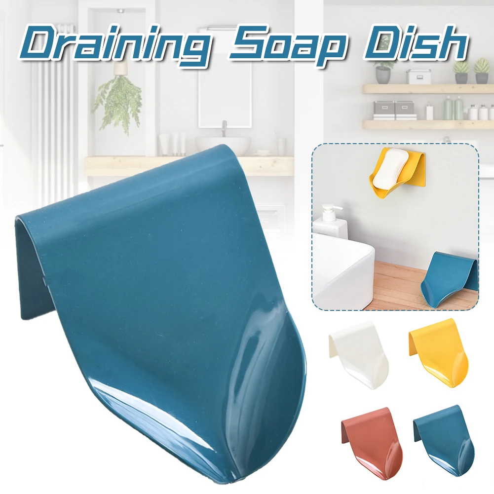 

Wall Mounted Soap Holder Self Adhesive Soap Drain Rack Bathroom Soap Dish Home Supply for Kitchen Bathroom Self Draining Design