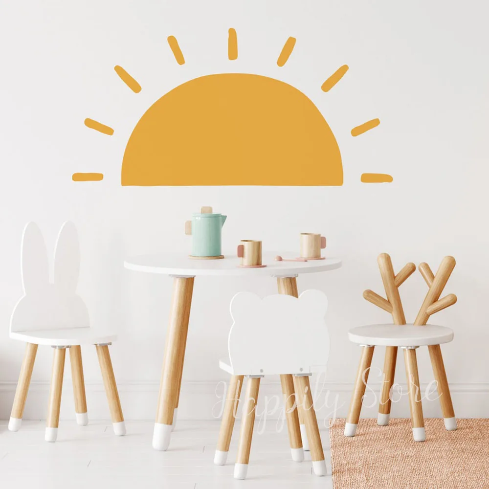 

Полусолнцезащитная Настенная Наклейка в стиле бохо для детской комнаты, солнечный свет, виниловые настенные наклейки для детской комнаты, ...