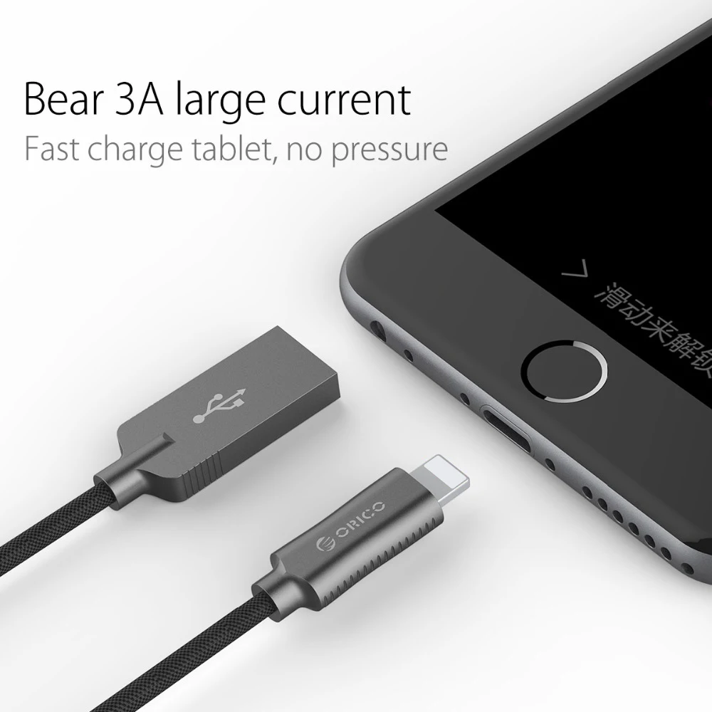 USB кабель ORICO LTU Lightning для iPhone 3 фута 100 см 2 4 А быстрой зарядки 6 7 питания Plus|usb cable for