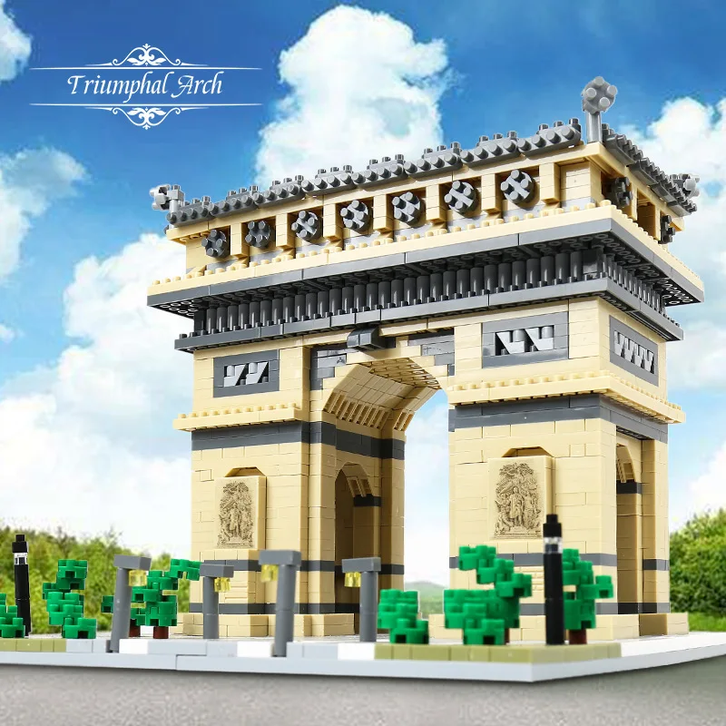 

City Architecture Triumphal Arch Model 3D Building Blocks City Street View DIY Miniature Building Blocks Assembling Toy Gifts