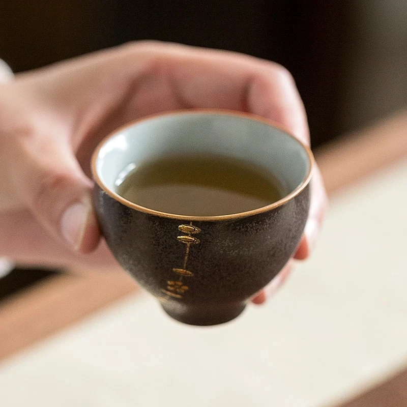 Высокое качество Ретро ржавчины с двойным остеклением Золото керамическая чашка