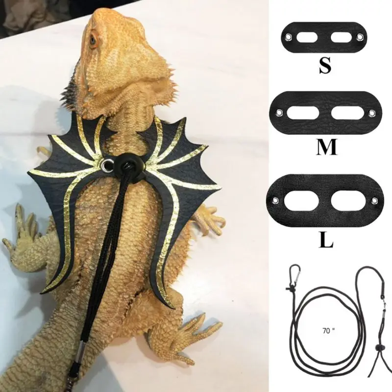 Lguana-arn&eacute;s ajustable para reptiles, estilo ala, lagarto peque&ntilde;o, cintur&oacute;n de cuerda de escalada, arn&eacute;s de drag&oacute;n, correa de cuero-5