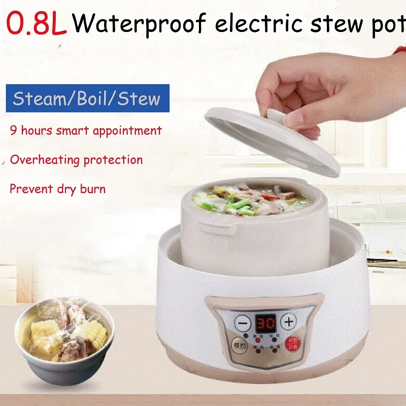 

0.8L Multifunctional Small Electric Cooker Slow Cooker Scooker Household Baby Pot Health Pot Steamed Egg Pot Electric Soup Pot