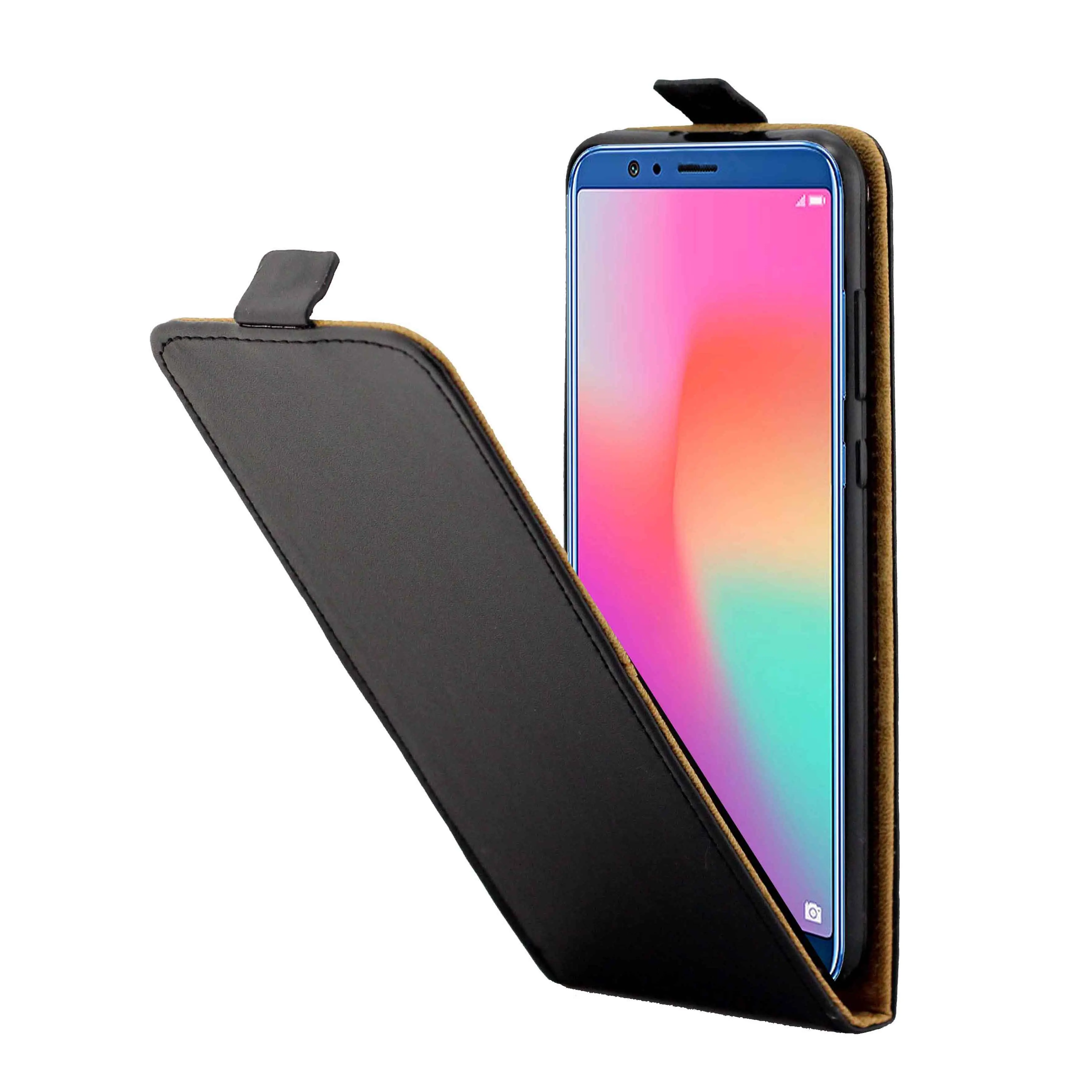 Магнитный Вертикальный откидной кожаный чехол-накладка с отделением для карт из