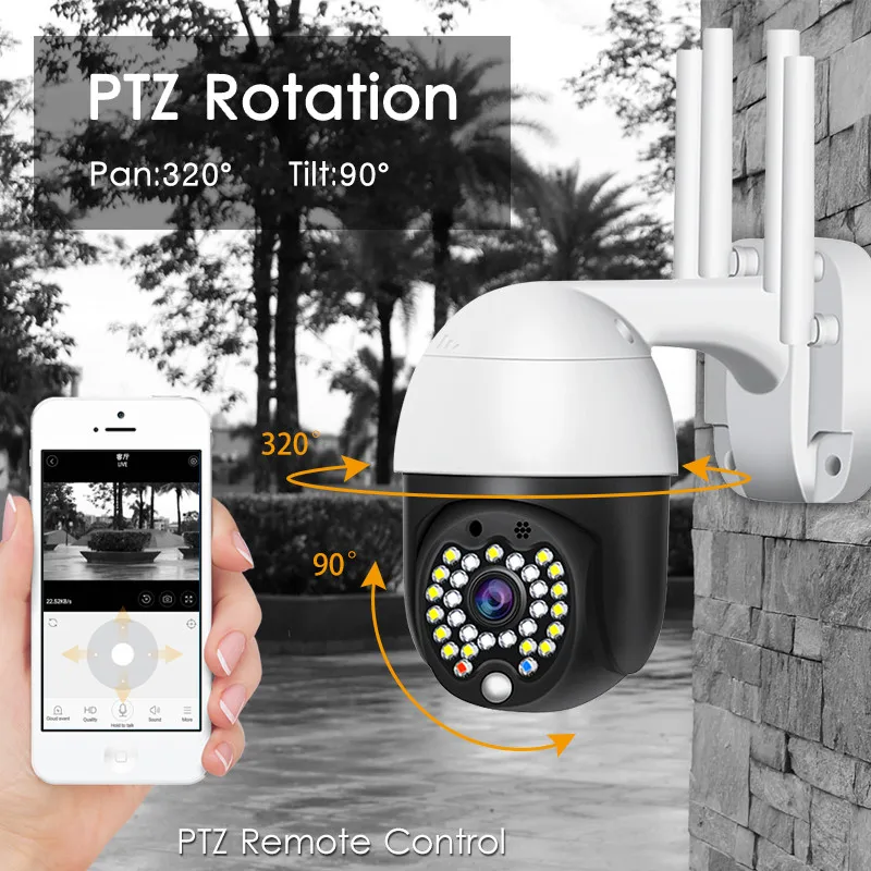 H.265X PTZ Wi Fi IP камера 1080P 5 Мп скоростная купольная безопасности с ИИ Беспроводная ONVIF