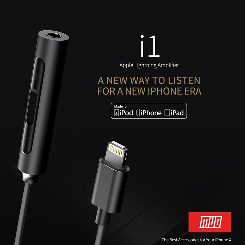 Fiio i1 декодер наушников ЦАП iPhone аудио кабель усилитель Lightning штекер 3,5 мм разъем адаптер для Apple MFI iPhone 8 iPhone X