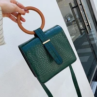 womens bag 2021 pu leather fashion female designer bag with wooden handle single shoulder crocodile bags crossboby bag travel