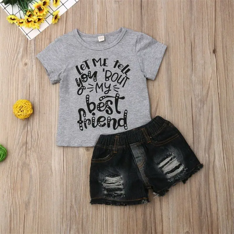 Комплект одежды для маленьких девочек футболка с короткими рукавами и надписью +