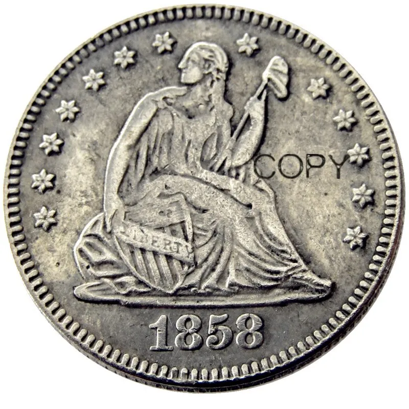

США 1858 1858-O 1858-S Сидящая свобода четверть долларов разные Мятные посеребренные 25 центов копия монеты