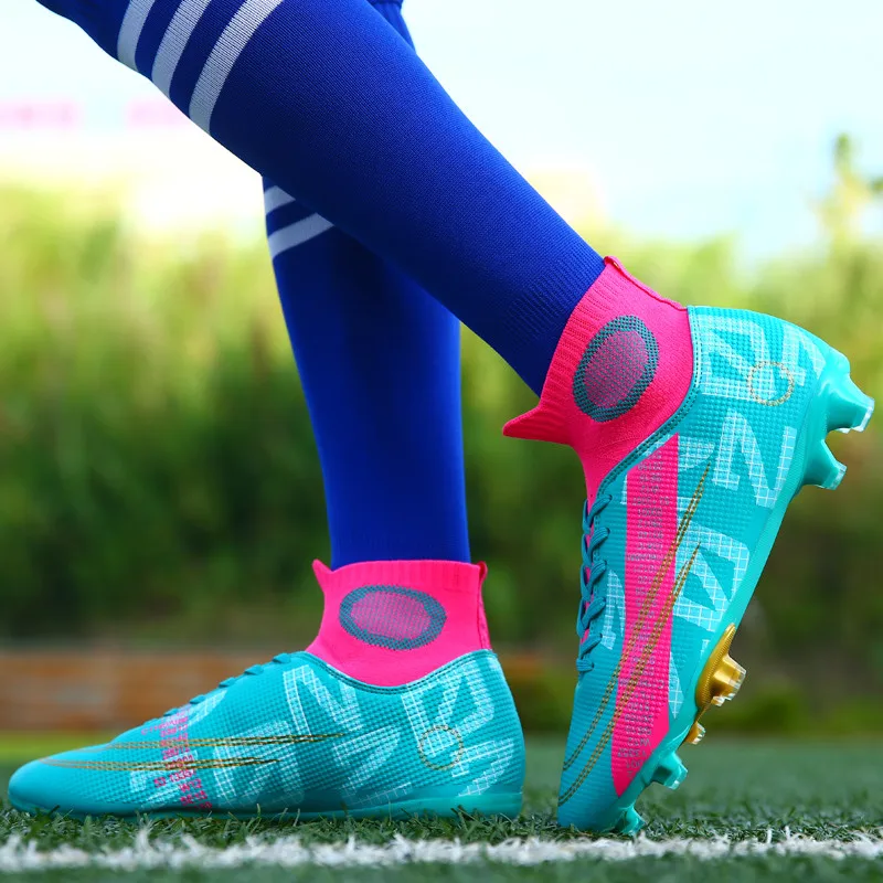 

Модная синяя мужская футбольная обувь с высоким голенищем, профессиональные тренировочные футбольные туфли, Мужская Студенческая футбольная обувь для мальчиков