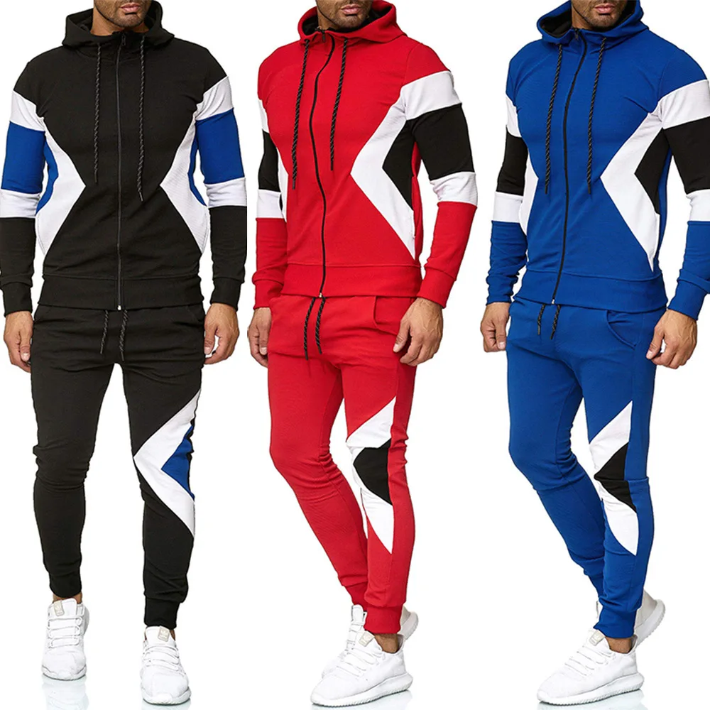 Спортивный костюм мужской из 2 предметов толстовка с капюшоном и штаны для бега