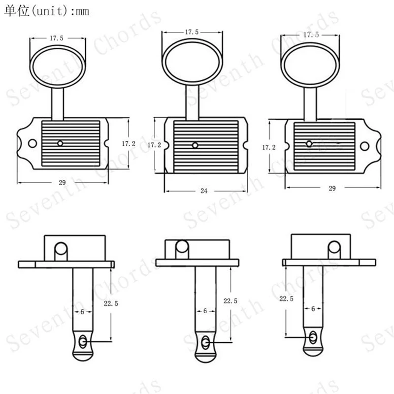6 шт./компл. 6R хромированный серебристый винтажный тюнер Струны для электрогитары