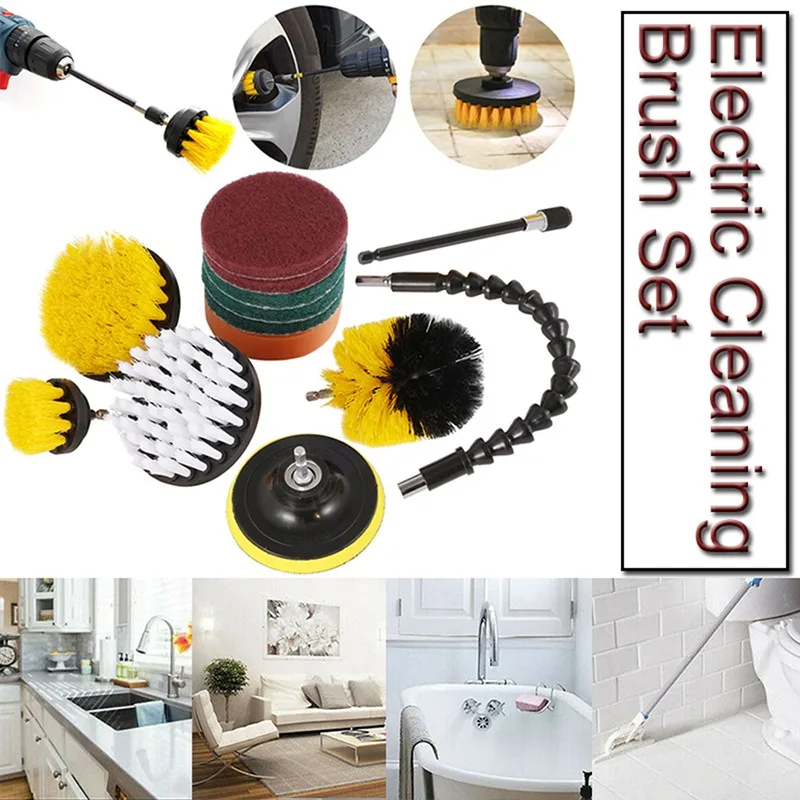 

10/13Pcs Electric Drill Brush Scrub Pads Grout Power Drills Tile Scrubber Cleaning Brush Tub Cleaner Tools Kit Attachments Set