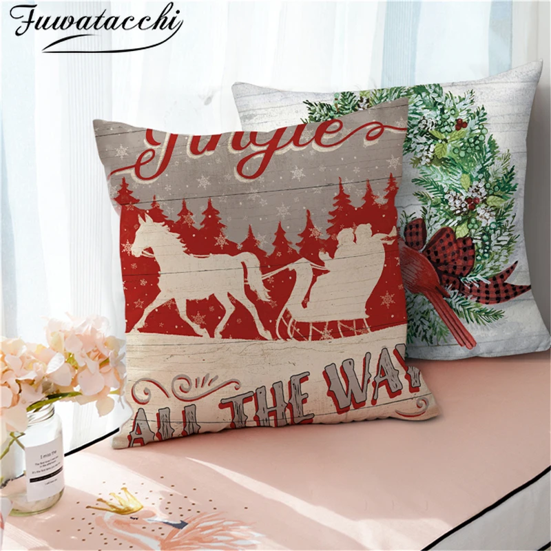 

Fuwatacchi Christmas Pillow Covers Polyester Cushion Cover Sofa Throw Pillowcase Decoration Pillow Cases for Home Sofa 45cmX45cm