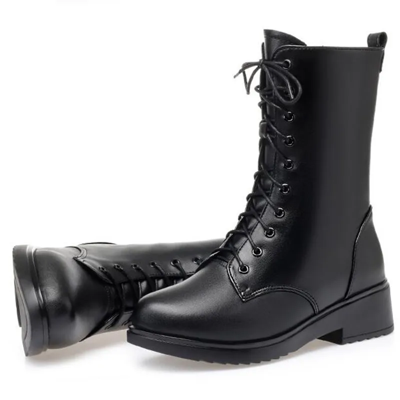 Женские зимние сапоги из натуральной кожи на шнуровке | Обувь