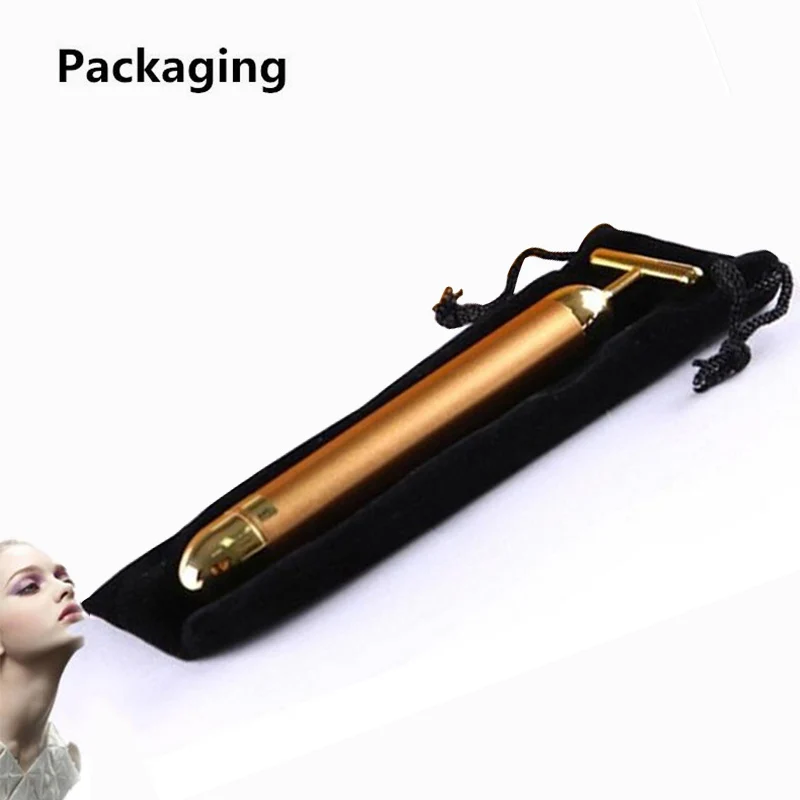 Массажер для похудения лица 24 k золотой вибрирующий лицевой валик красоты