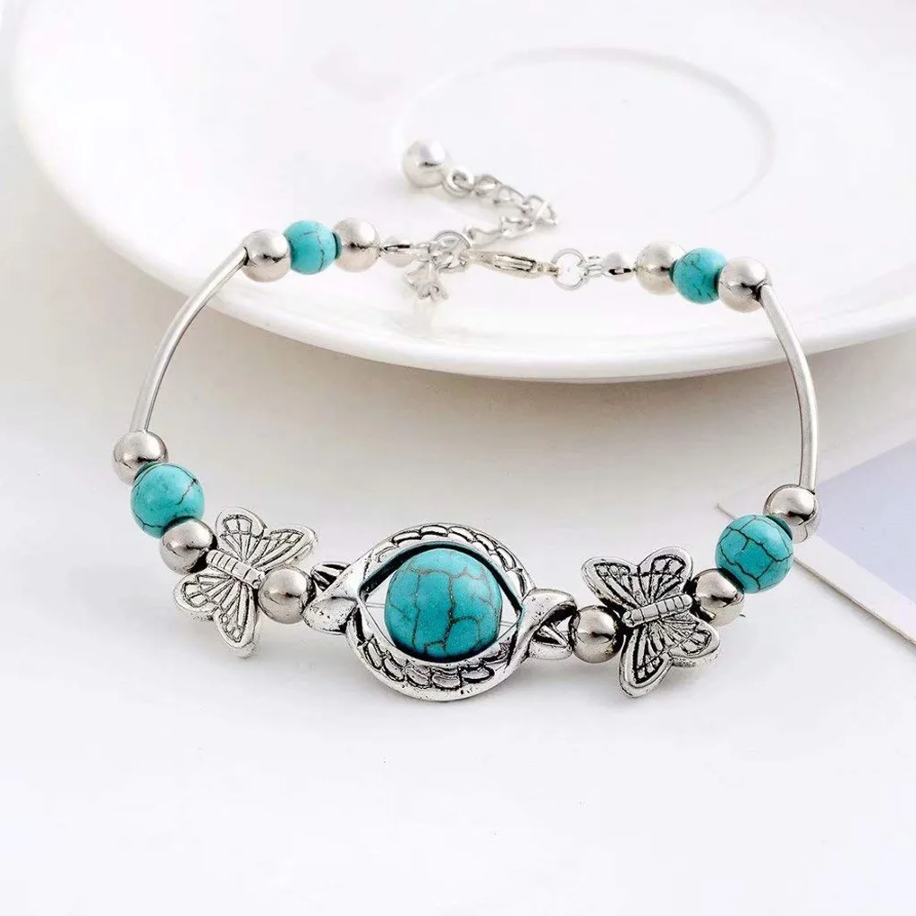 Натуральный бирюзовый браслет Классический роскошный женский летний уникальный