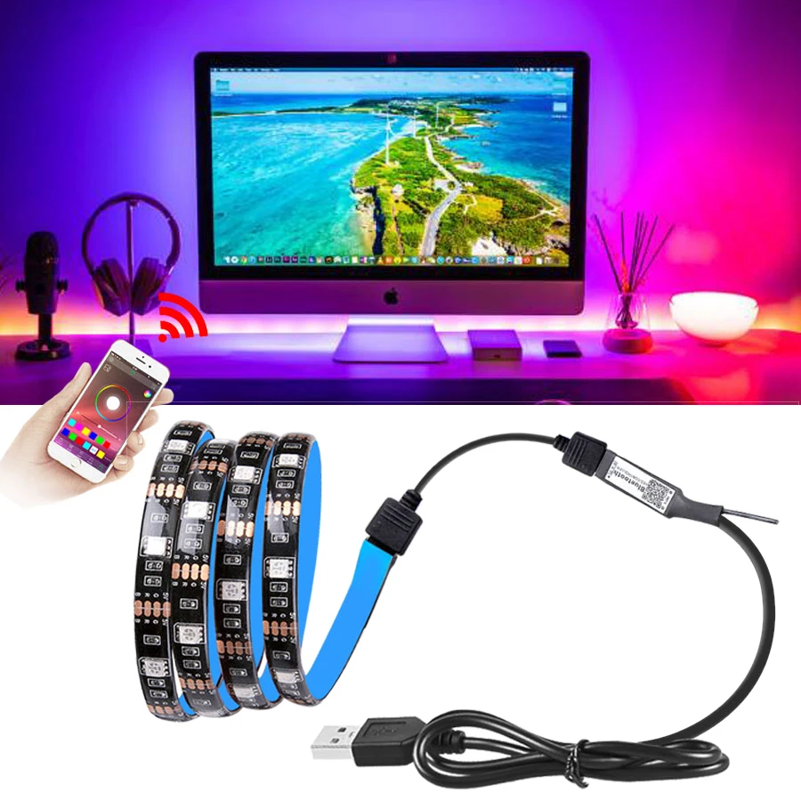 Светодиодная водонепроницаемая лента 5 В USB Bluetooth 5050 RGB 30 светодиодов/м управление