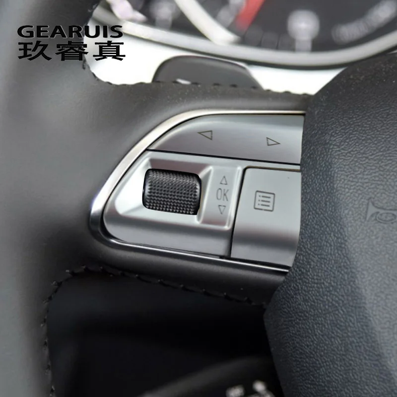 

Car styling For Audi A6 A7 C7 S6 S7 RS6 RS7 steering wheel switch button panel decoration Car Cover sticker Interior Accessories