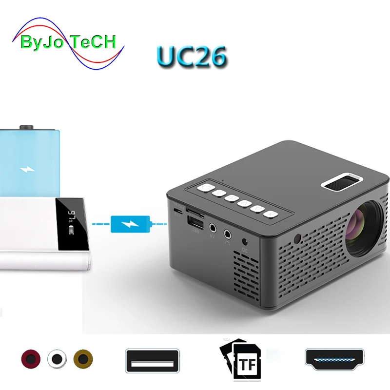 UNIC UC26 светодиодный портативный карманный проектор Поддержка AV tf-карты USB HDMI 5V-2A питание в фортепиано лакированный 1080P