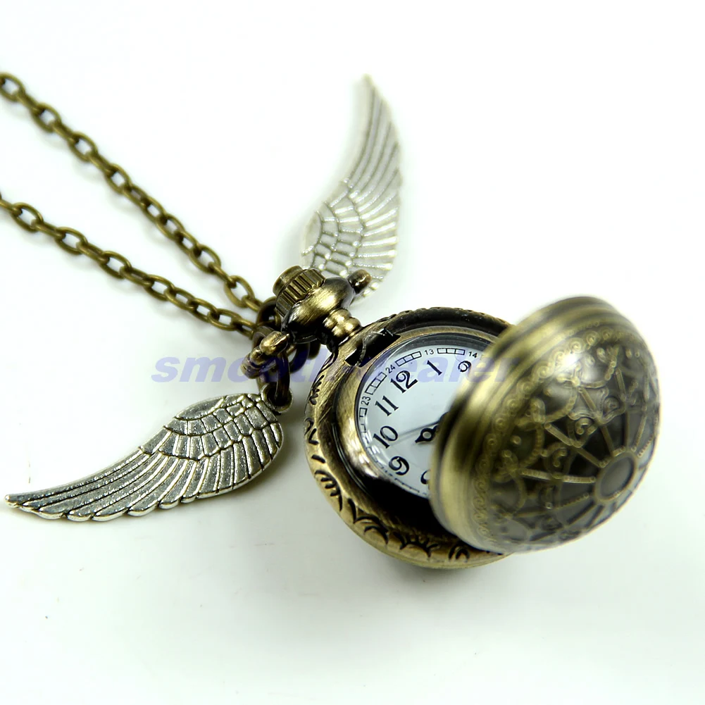 

Vintage Retro Bronze Tone Pendant Necklace Chain Quartz Steampunk Pocket Watch