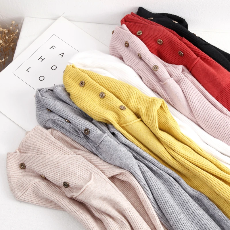 Женский Однотонный свитер Hirsionsan тонкий трикотажный Мягкий Розовый пуловер на