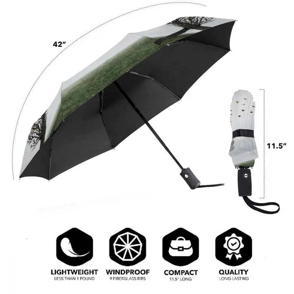 Miglior Ombrello Automatico Pioggia Donna Ombrello A Tre Pieghe Incredibile Viso Umano Albero Ombrello Antivento Ombrello Impermeabile Femminile