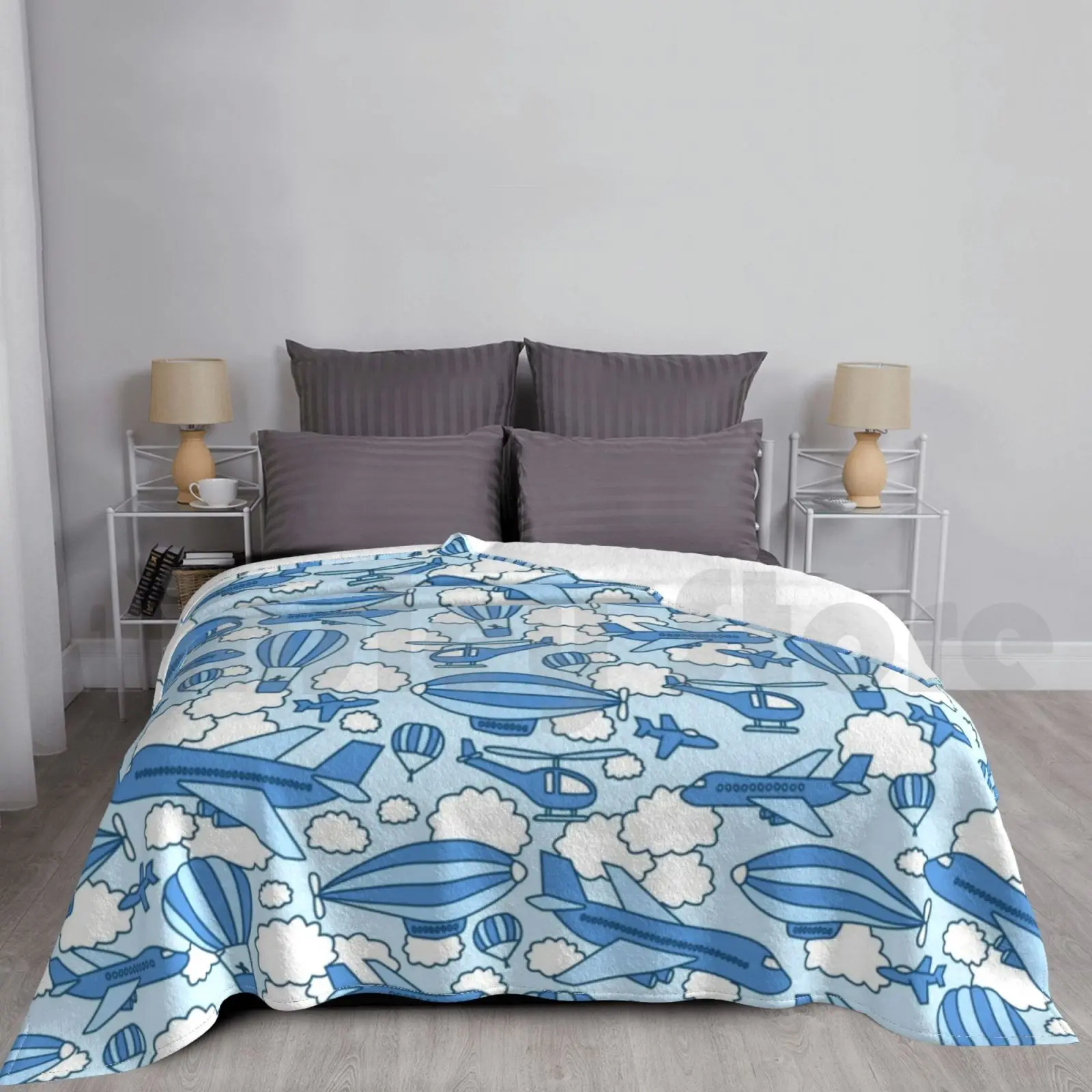 

Fantastic Flying Machines Blanket For Sofa Bed Travel Aviation Pilot Flight Flying Airplane Blimp