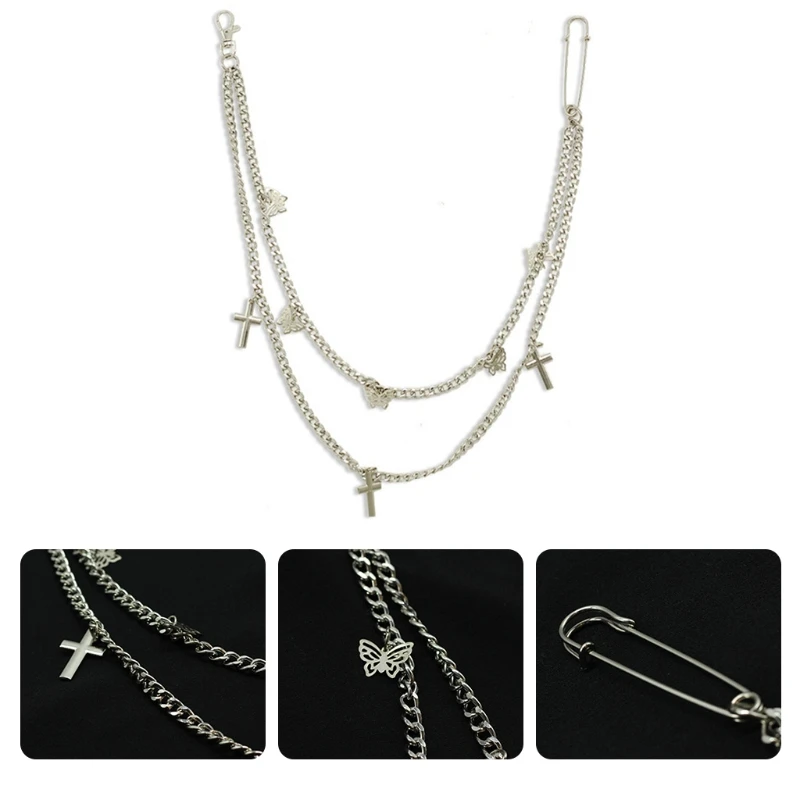 

M2EA Готическая цепочка на талию в стиле панк для джинсов с подвеской в виде креста и бабочки, ювелирный пояс