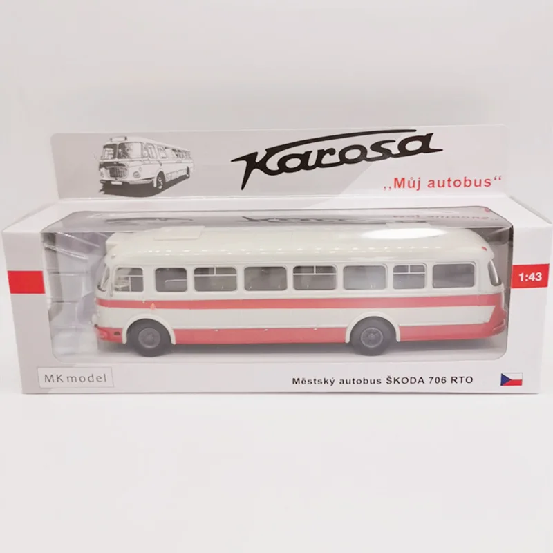 Красный Подарочной коробки, упаковка автобуса, 1:43 abs пластик Skoda 706 RTO автобус, моделирование пластиковые раздвижные игрушки, высокое качество подарок - Цвет: Красный