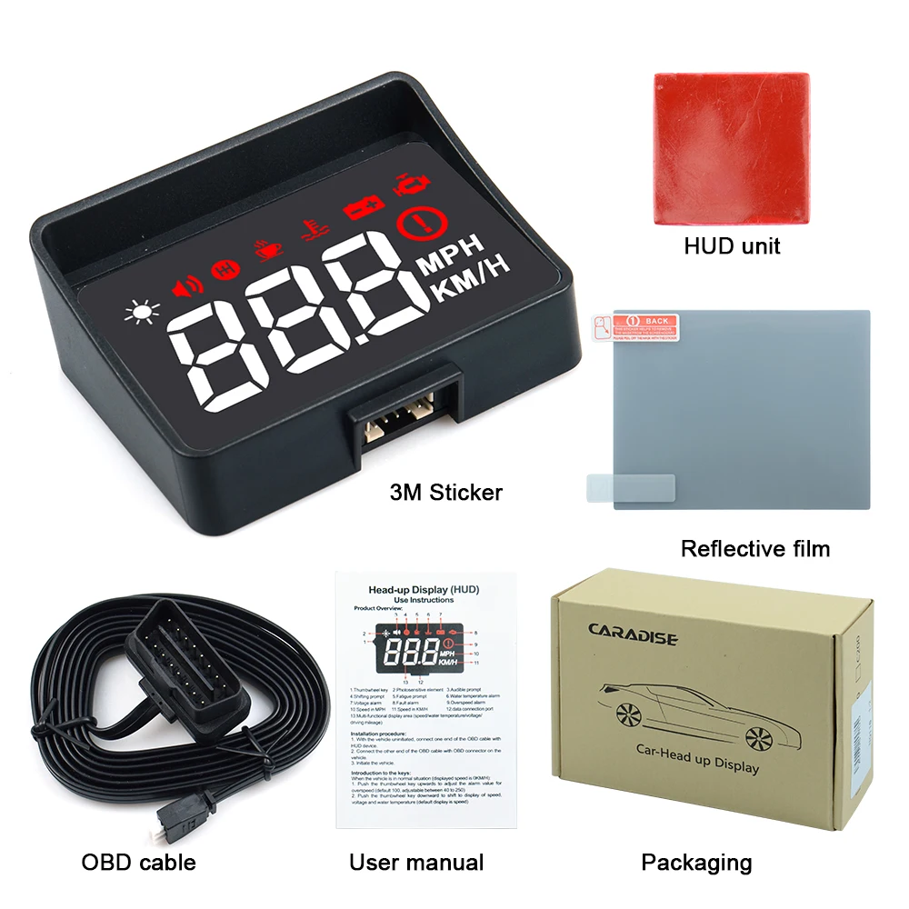 Автомобильный HUD дисплей A100s OBD2 II EUOBD система предупреждения о превышении