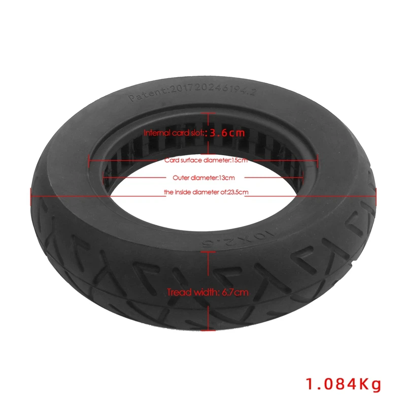 

10 Inch Electric Scooter Rubber Solid Tires Durable Shock Absorber Damping Tyre 10X2.5
