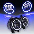 Круглые светодиодные противотуманные фары, 4 дюйма, 30 Вт, 6000 К, с белым кольцом Ореола, DRL, противотуманные фары для Jeep Wrangler JK TJ LJ Grand Cherokee, 2 шт.