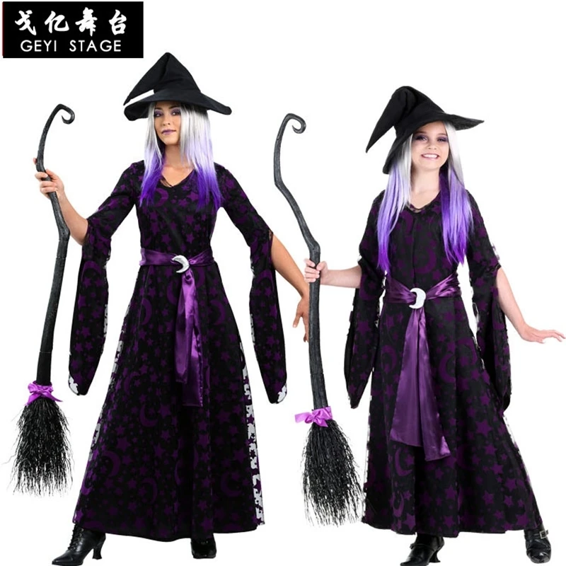 

new Kids Girl Purple Moon Star Witch Children Cosplay Costumes Carnival Party Costume Christmas Halloween Navidad
